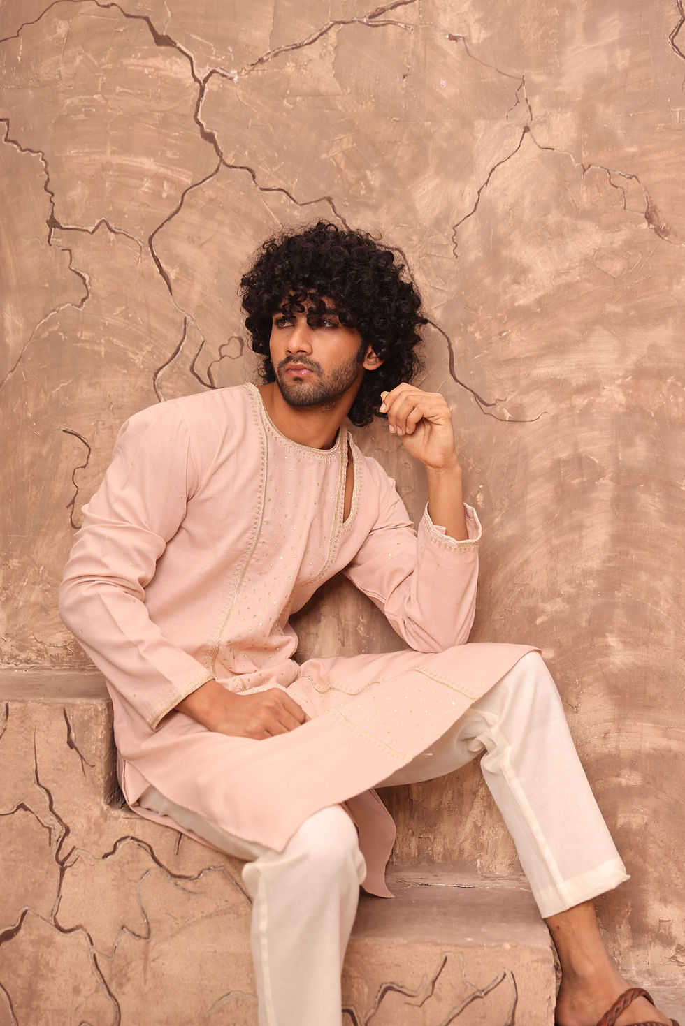 Thumbnail: Peach Jardausi Kurta Pajama Set