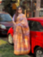 Pure Silk Saree with Abstract Hand Batik Art - Sujatam Atelier Kolkata