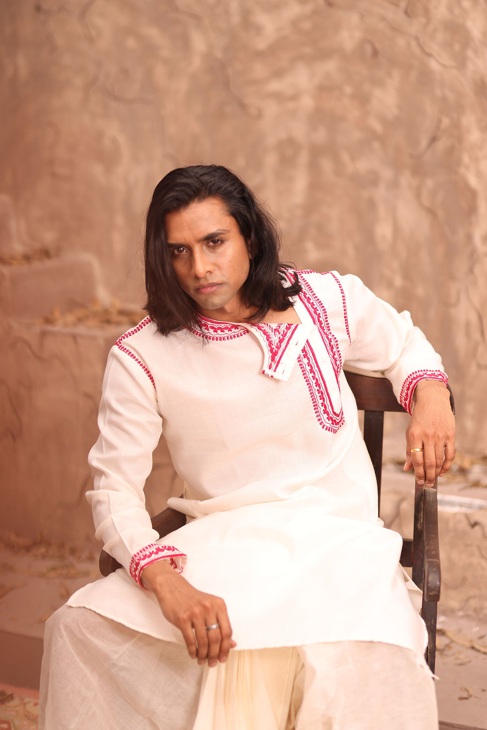Thumbnail: Off White Dhoti Kurta Set - Premium Fabric and Hand Embroidary