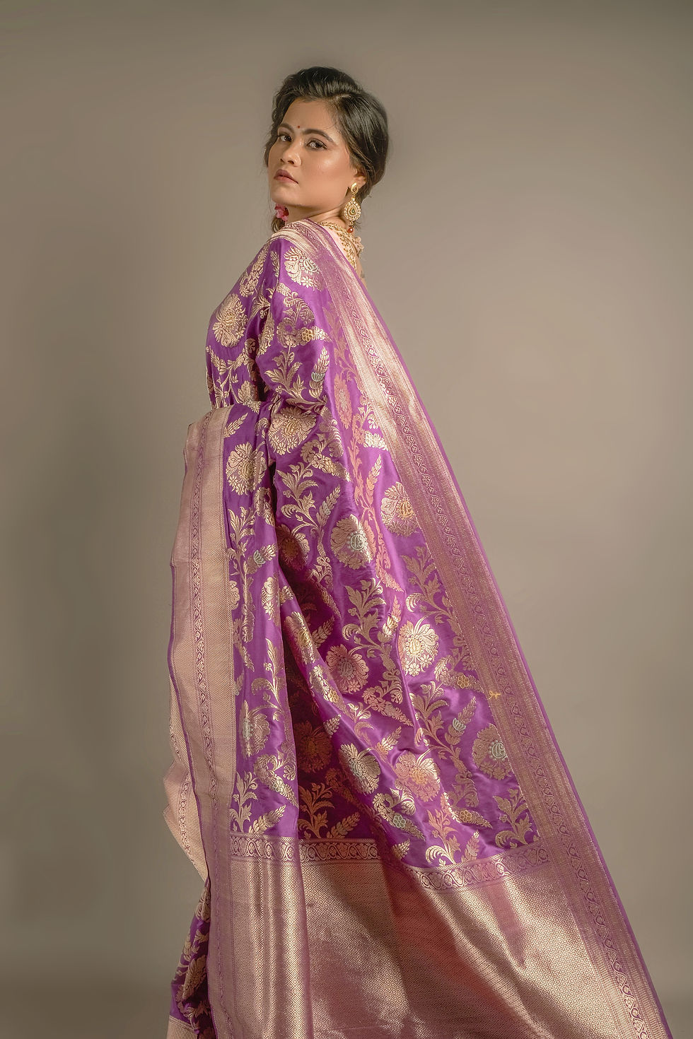 Royal Purple Kadwa Jangla Meenakari Banarasi Saree