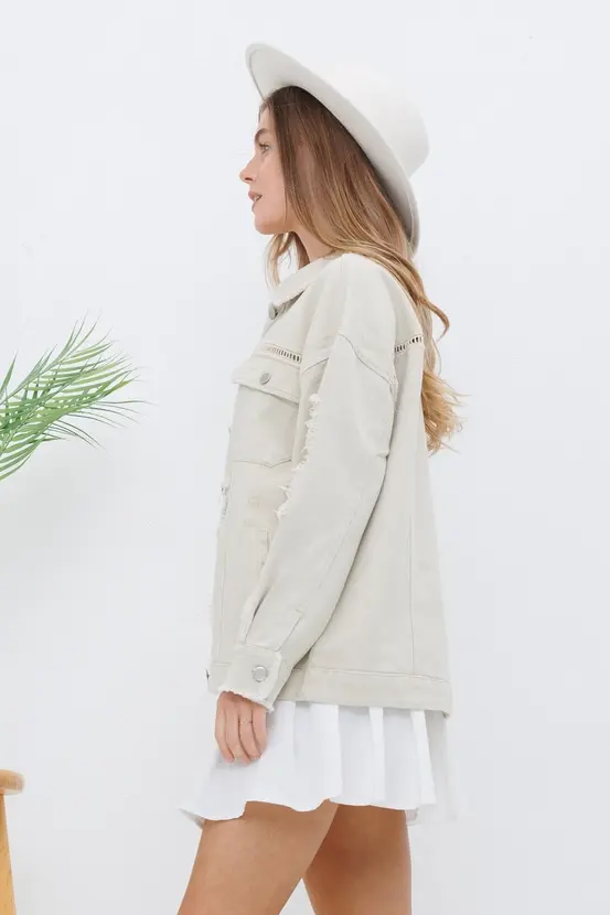 Thumbnail: Twill Distressed Jacket