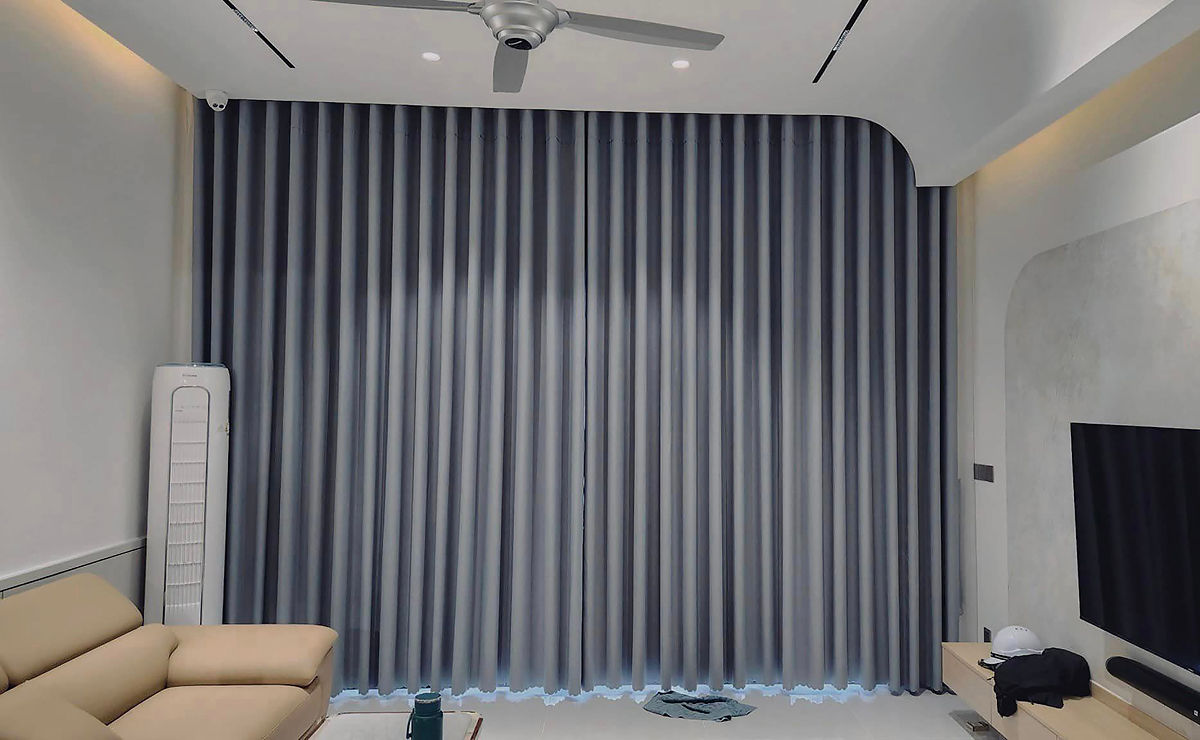 Rèm vải 1 lớp giá rẻ cho phòng khách chung cư căn hộ