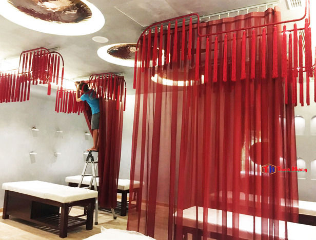 Rèm Spa hạ trần ray cong