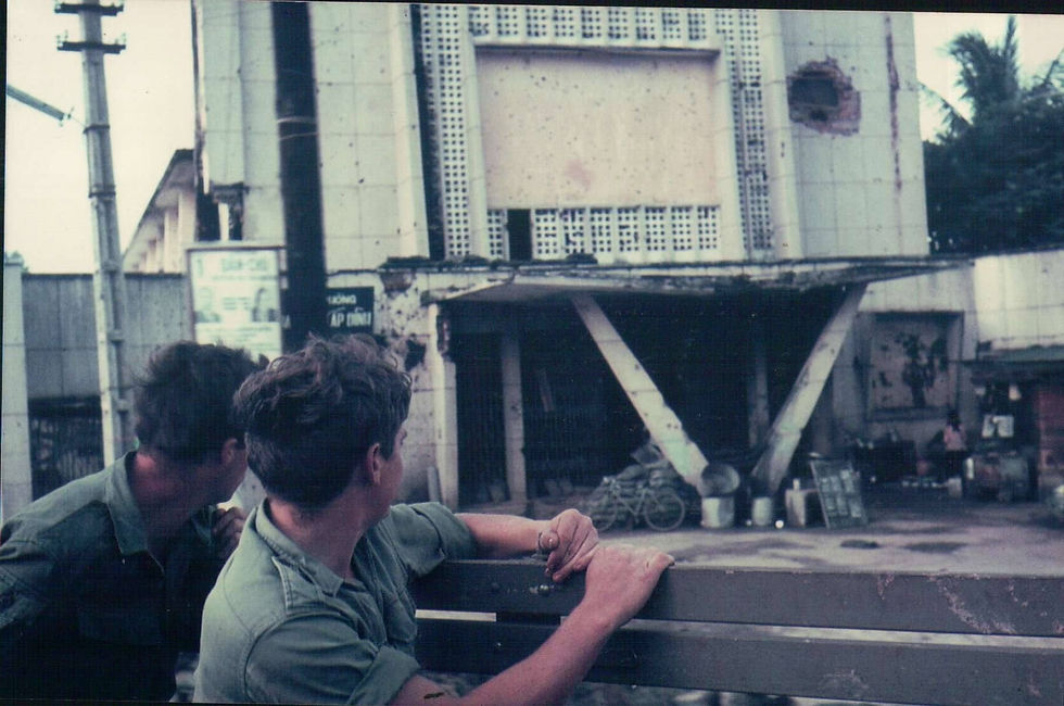 Old Baria movie theatre Terry Whalan in the foreground