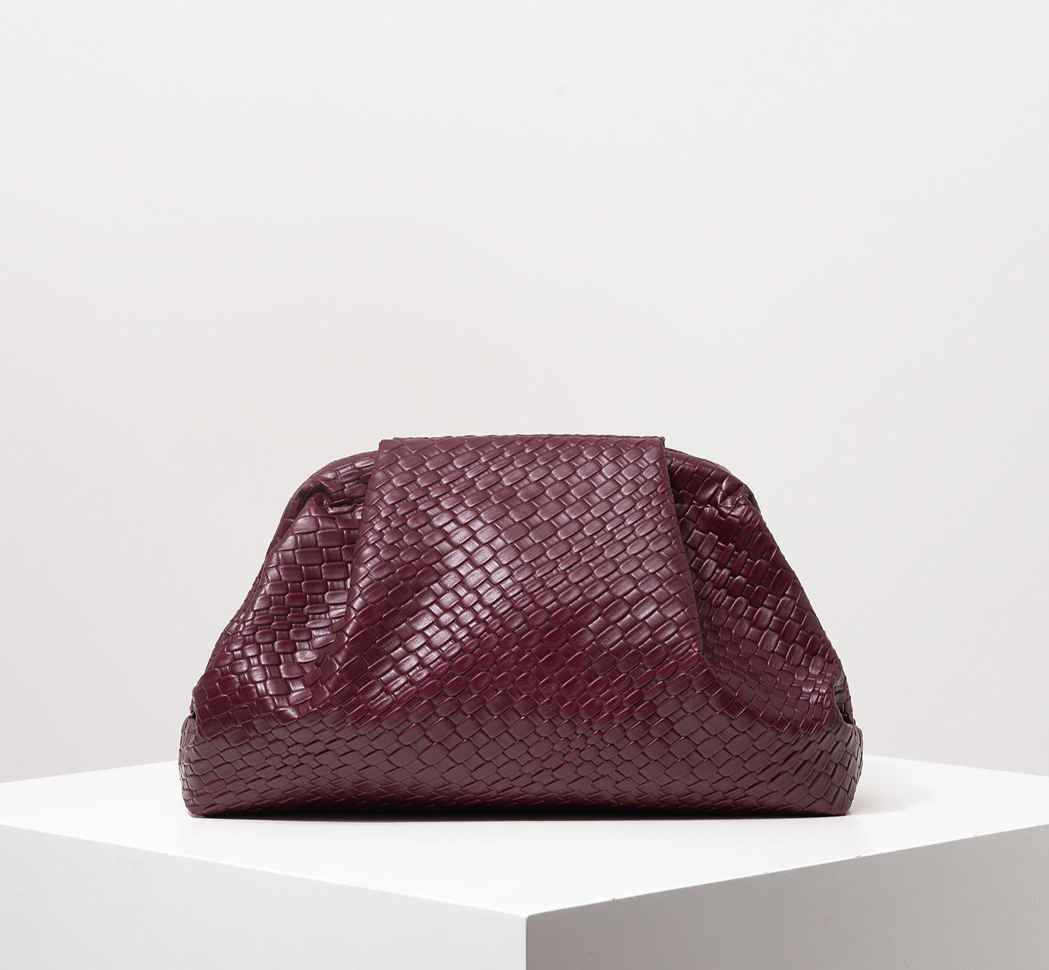 Burgundy Woven Leather Clutch