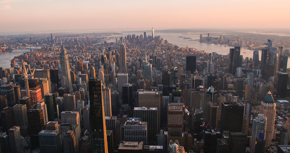 Scenic Aerial New York City View of Manhattan Residential and Office Architecture Panorami