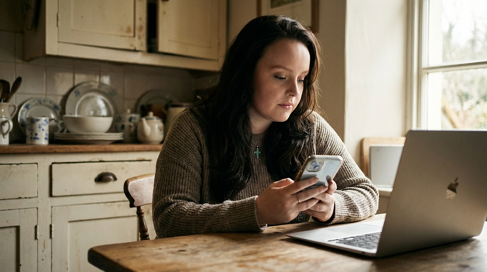 Woman reviewing her first digital product checklist ready to start selling online