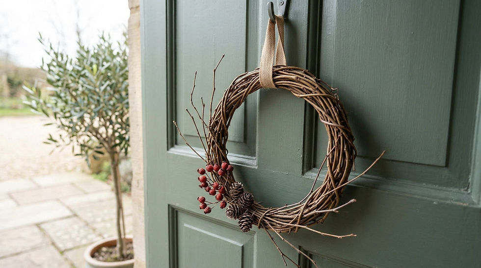 A simple twig wreath with minimal additions