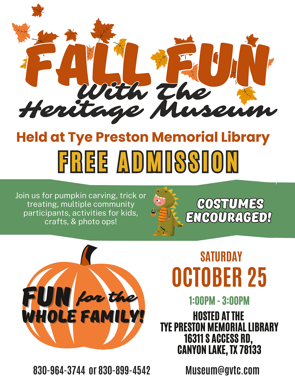 Fall Fun with The Heritage Museum (Hosted at Tye Preston Memorial Library)