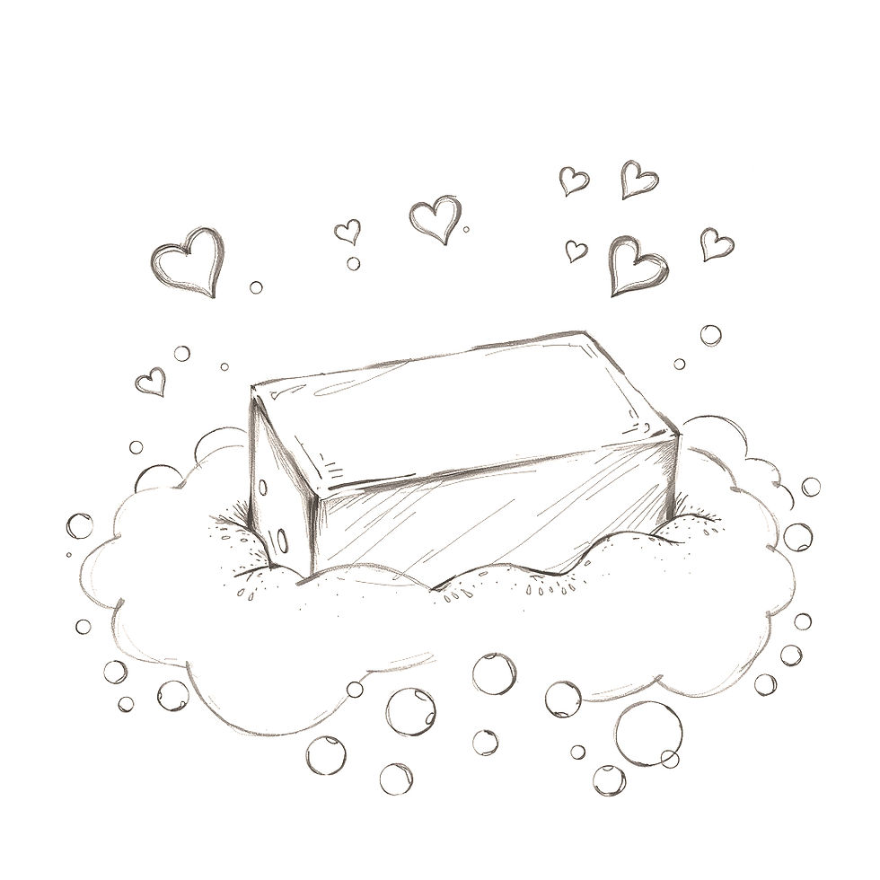a pencil sketch drawing of a bar of soap