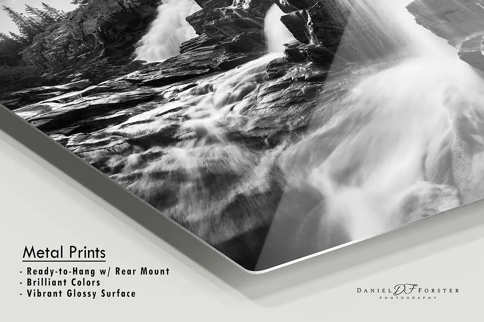 Thumbnail: Twin Falls in Yankee Boy Basin - Black and White Colorado Photography Print