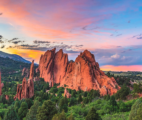 Garden of the Gods Sunset Photo - Rock Garden Afterglow - Landscape Photography