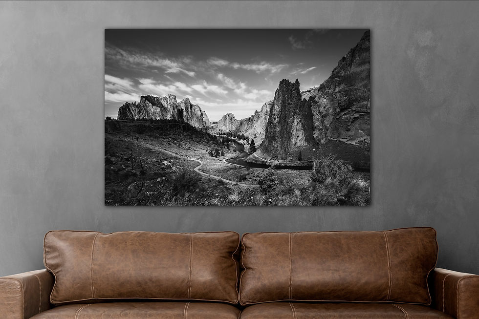 mockup of Black and White Smith Rock State Park Photo - Fine Art Photography Print by Daniel Forster