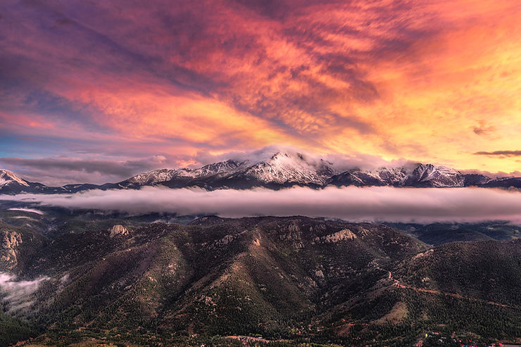 Colorado Springs view of Pikes Peak Sunset Landscape Photography by Daniel Forster