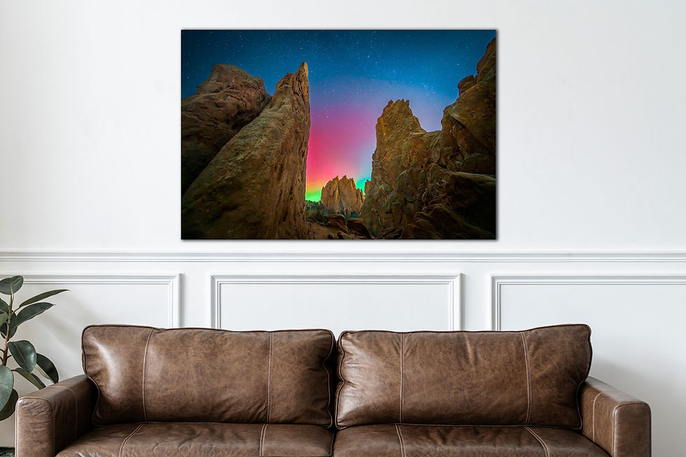 photo over couch of Garden of the Gods Nightscape Photography Print - Fine Art Northern Landscape Photo by Daniel Forster