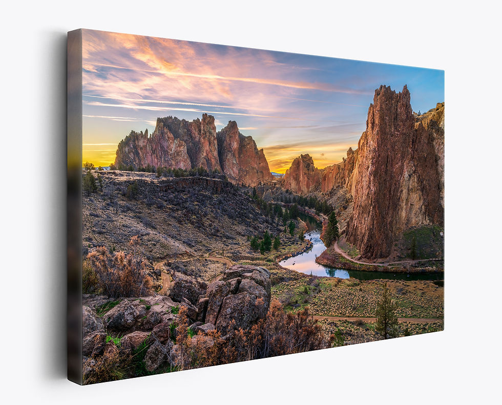 Thumbnail: canvas print of Smith Rock State Park Oregon Sunset Photo - landscape fine art print by Daniel Forster