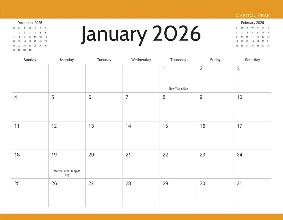 Thumbnail: Colorado 2026 Wall Calendar - Scenic Landscapes Fine Art by Daniel Forster Photography january grid