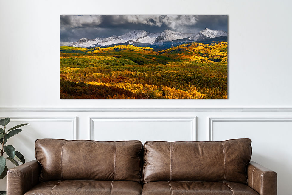Thumbnail: photo over couch of Kebler Pass in Colorado Fine Art Print - Autumn Landscape Photography by Daniel Forster