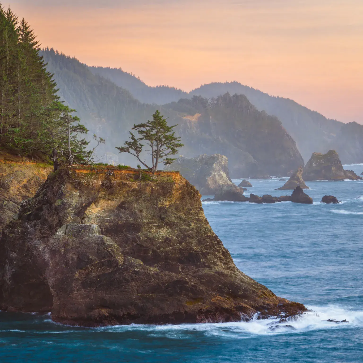 Rocky Oregon Coast Sunset Photo - Scenic Coastal View - Pacific Ocean Coastline by Daniel Forster