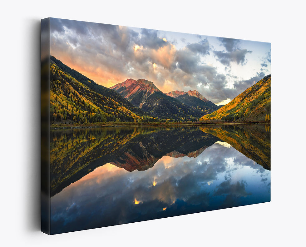 Thumbnail: canvas print of Colorado Autumn Photo, Red Mountains and Crystal Lake Ouray, San Juans Mountain - Landscape Photography Print