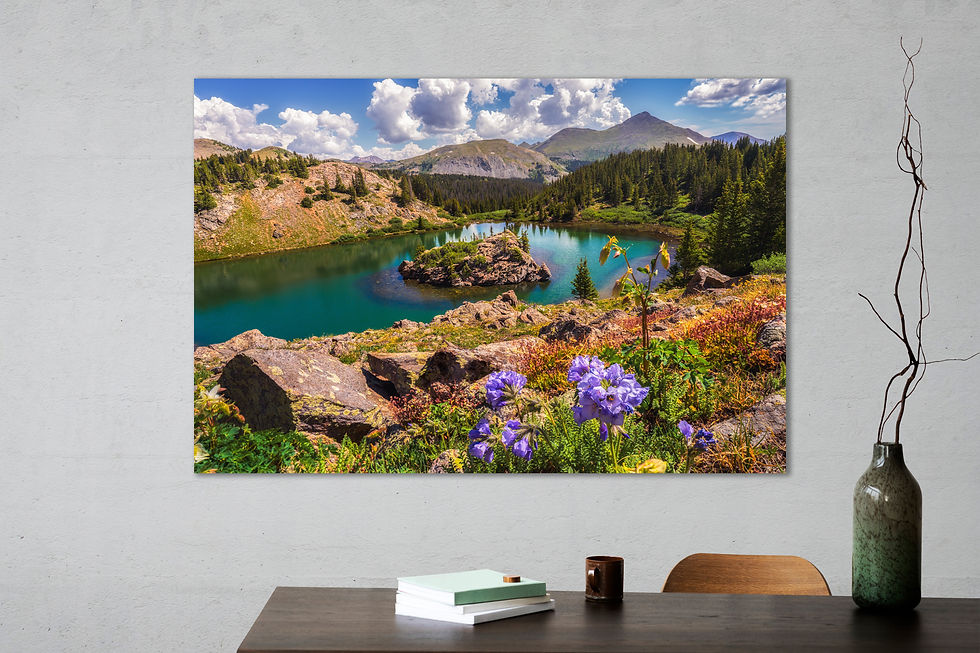 Thumbnail: office mockup of Lost Lake Photo - Colorado Landscape Picture - Wildflowers Photography Print - Fine Art by Daniel Forster