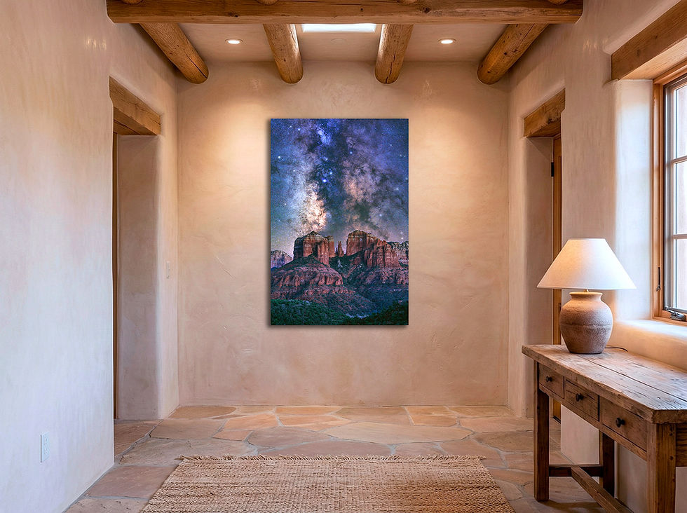 Thumbnail: hallway photo of Sedona Arizona Milky Way - Milky Way Over Cathedral Rock Landscape Photography Prints by Daniel Forster