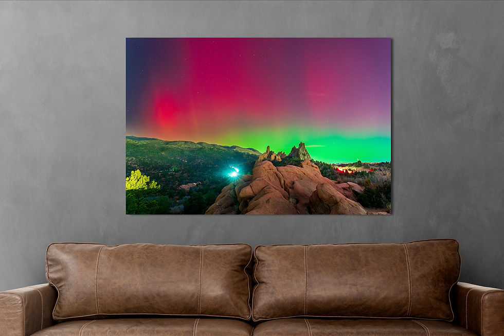 photo over couch Aurora Borealis Garden of the Gods Fine Art Landscape Print - Northern Lights by Daniel Forster Photography