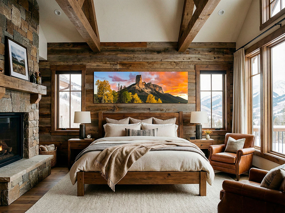 Thumbnail: bedroom photo of Colorado Panorama - Chimney Rock Print - San Juan Mountains wall art by Daniel Forster Photography