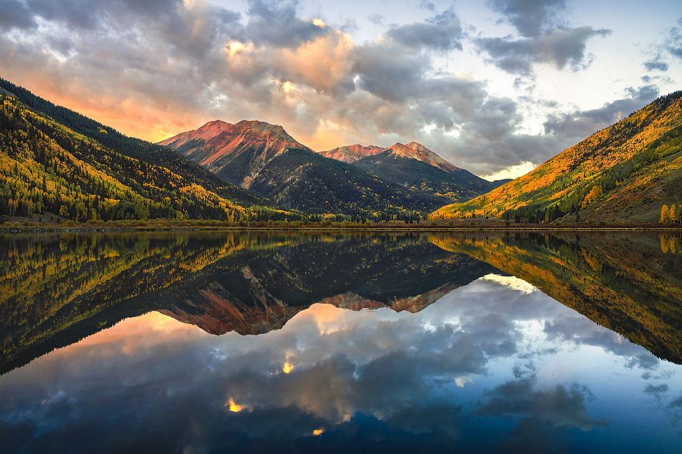Colorado Autumn Photo - Red Mountains and Crystal Lake Ouray - San Juans Mountain - Landscape Photography Print