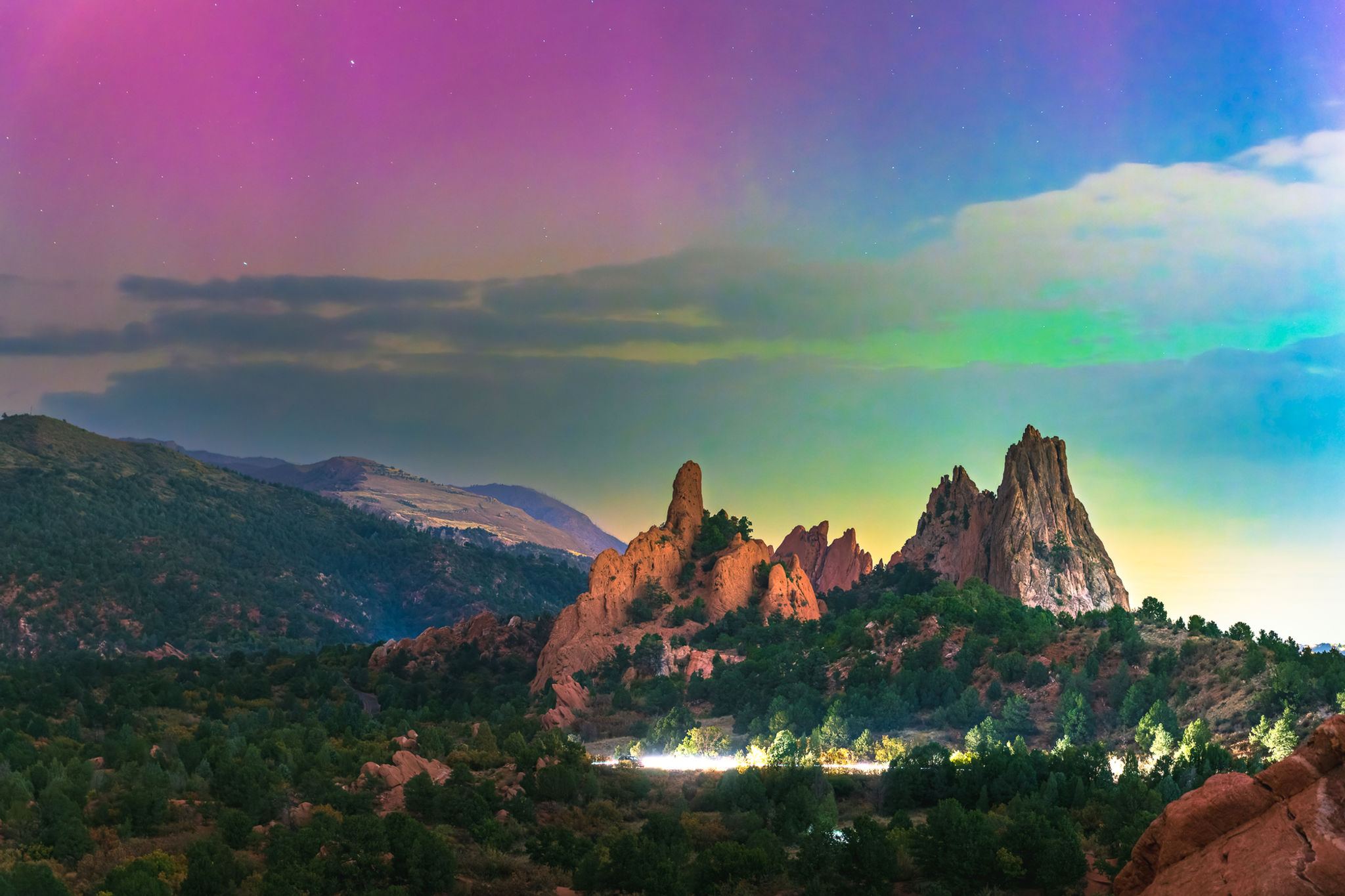 Northern Lights over Garden of the Gods - Colorado Springs Fine Art Photo by Daniel Forster