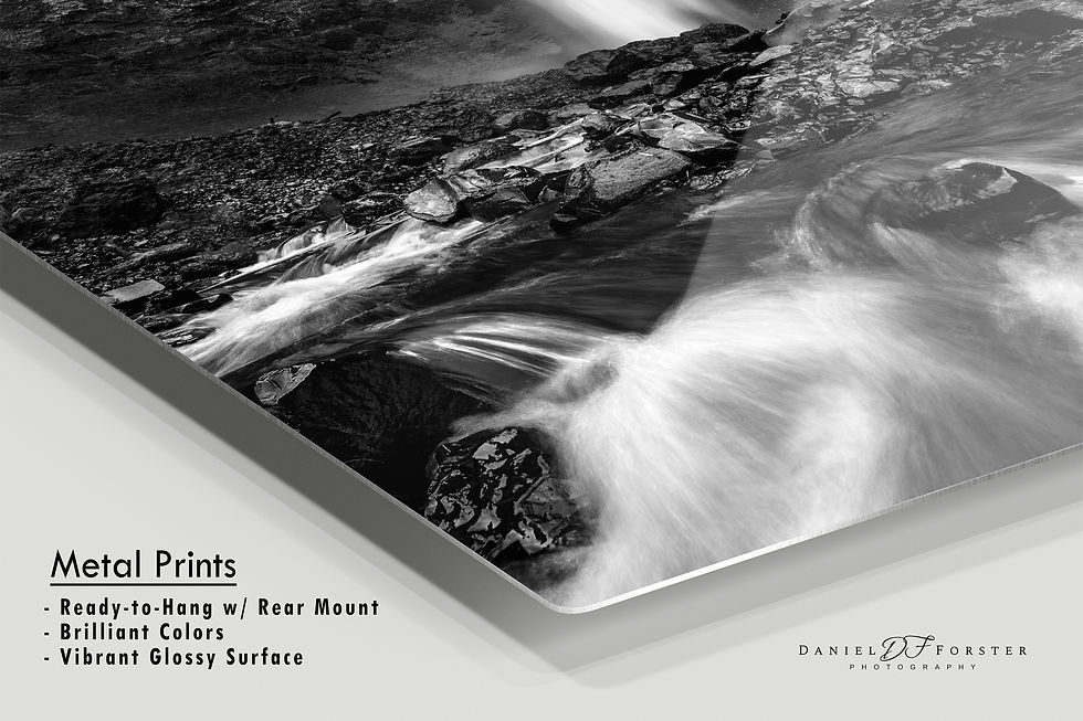 Thumbnail: metal print photo of Elowah Falls Black and White Photography Print- Oregon Fine Art by Daniel Forster