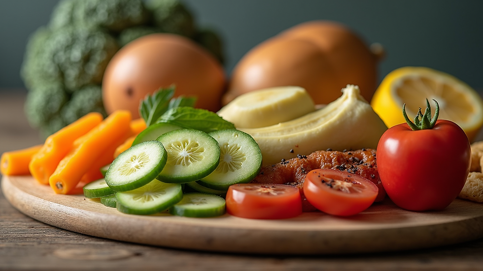 Close-up view of a variety of healthy foods