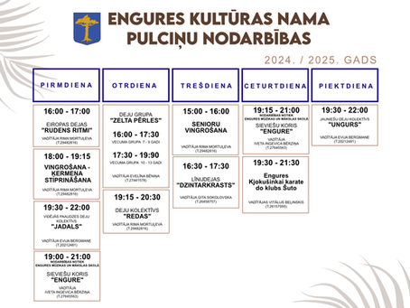 Esi aktīvs un piesakies kādā no Engures kultūras nama kolektīviem!
