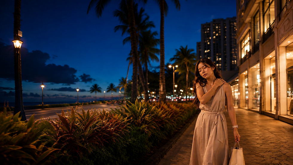 Tired traveler looking for a late-night massage near Waikiki in Honolulu