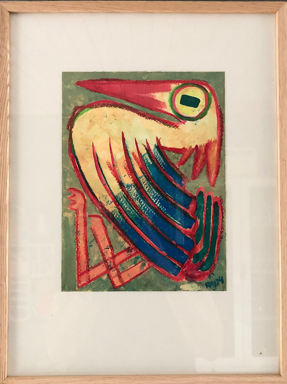 Stork gouache