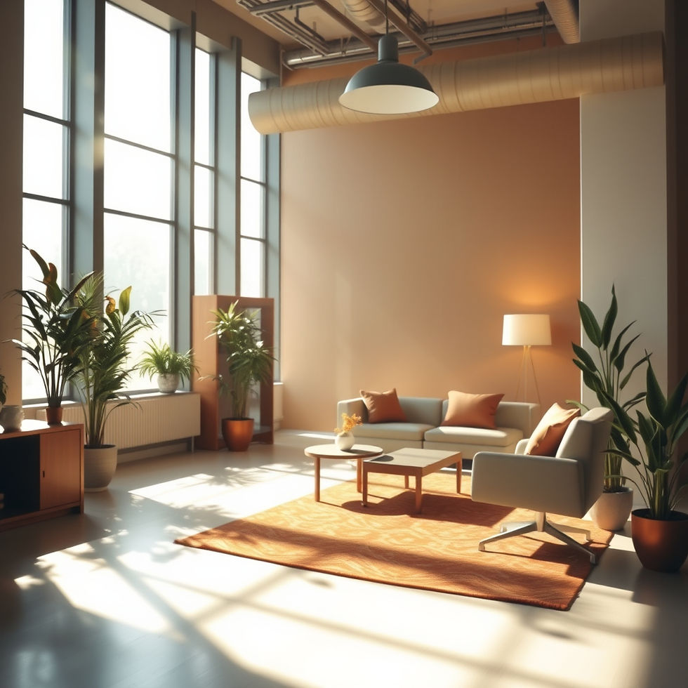 Light-filled space, warm tones, symbolizing abundance.