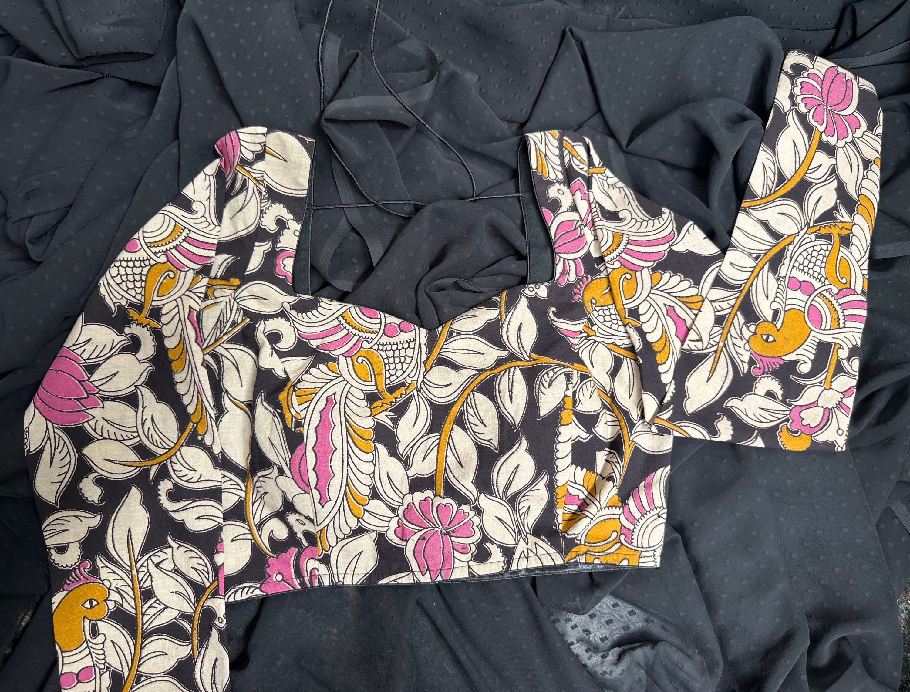 Kalamkari Black Peacock Blouse 
