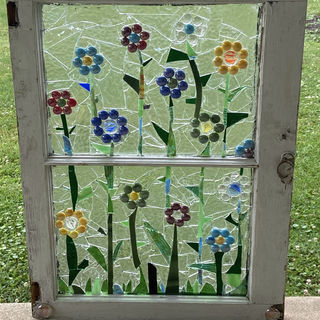 Daisy Flowers Mosaic Window
