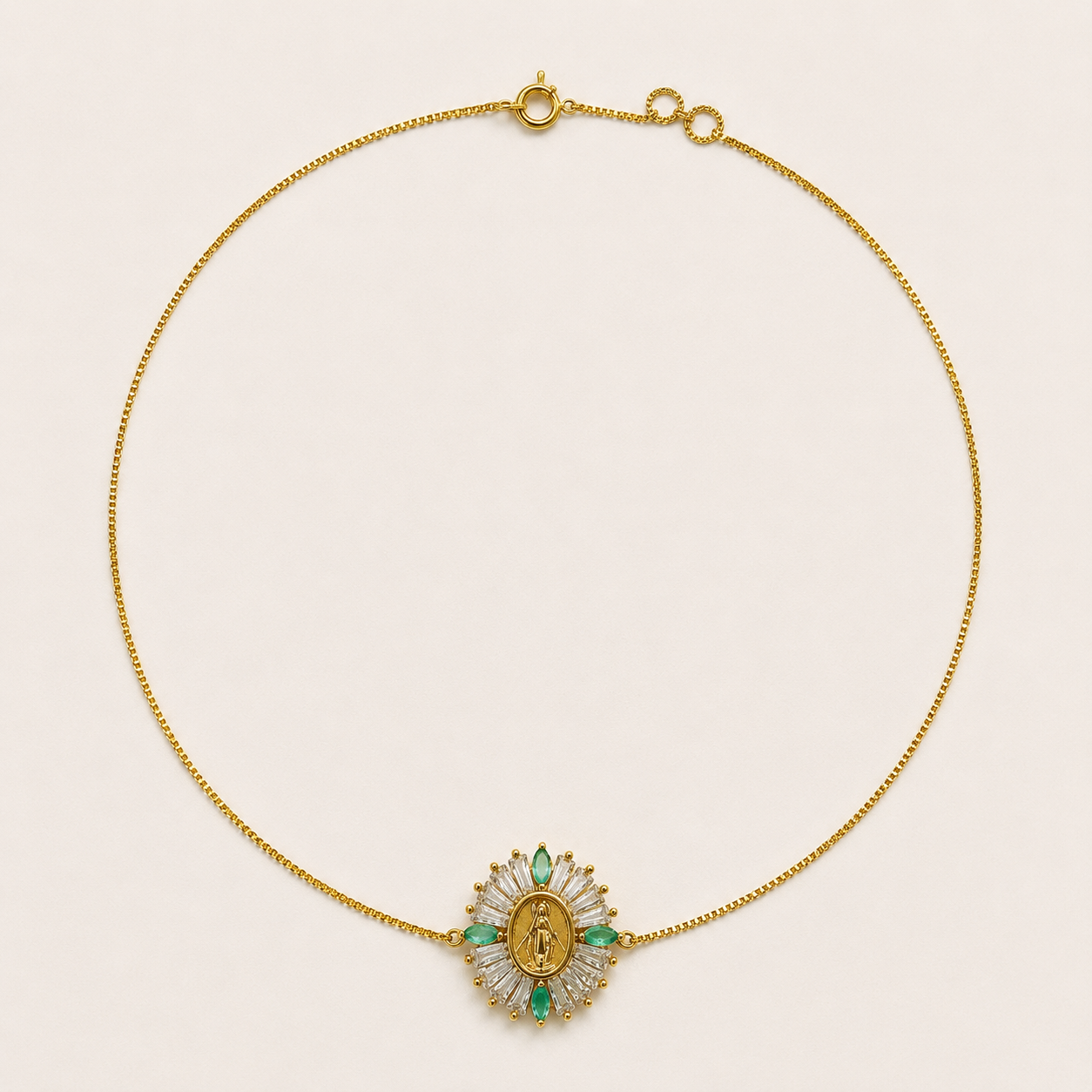 COLAR FL OURO 18K N. SENHORA RODEADA ZIRC CRISTAL