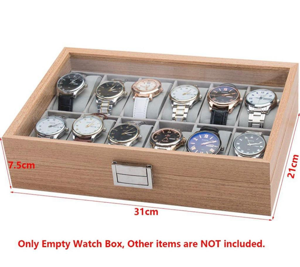 Caixa de relógios em madeira com tampa