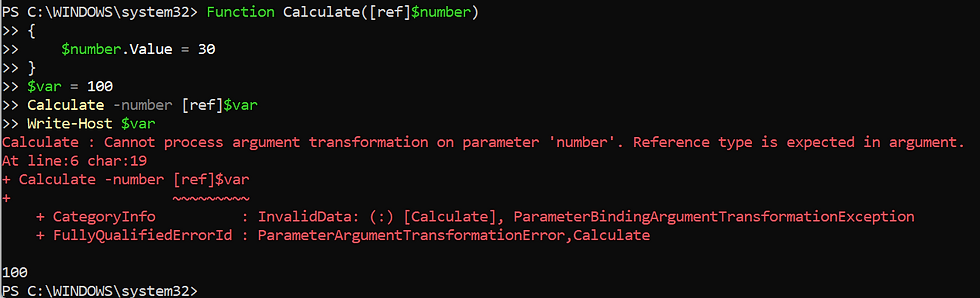 PowerShell Reference Variable - Error