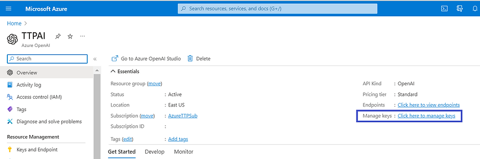 Keys and endpoints in Azure OpenAI