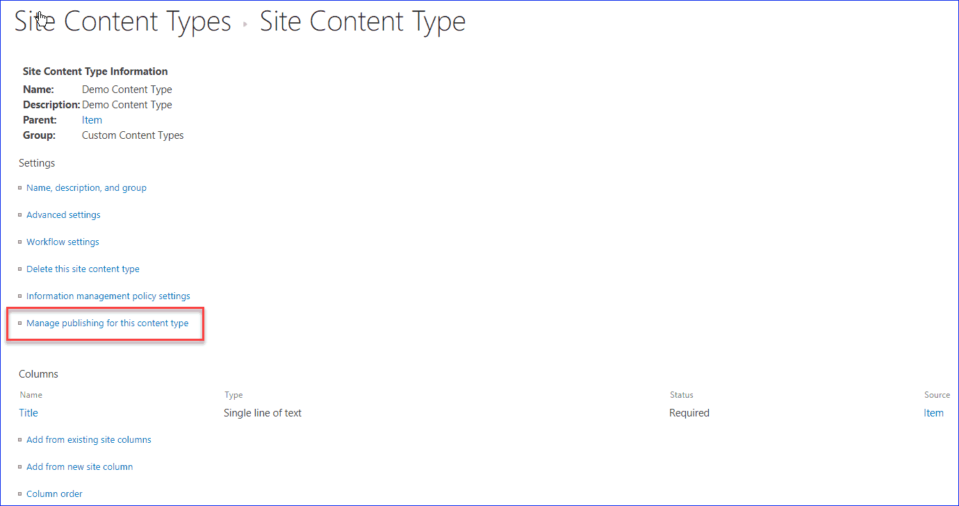 How to Create and Use Content type hub in SharePoint Online