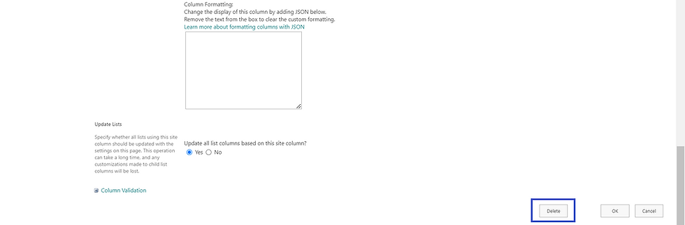 Delete a SharePoint Site Column 2