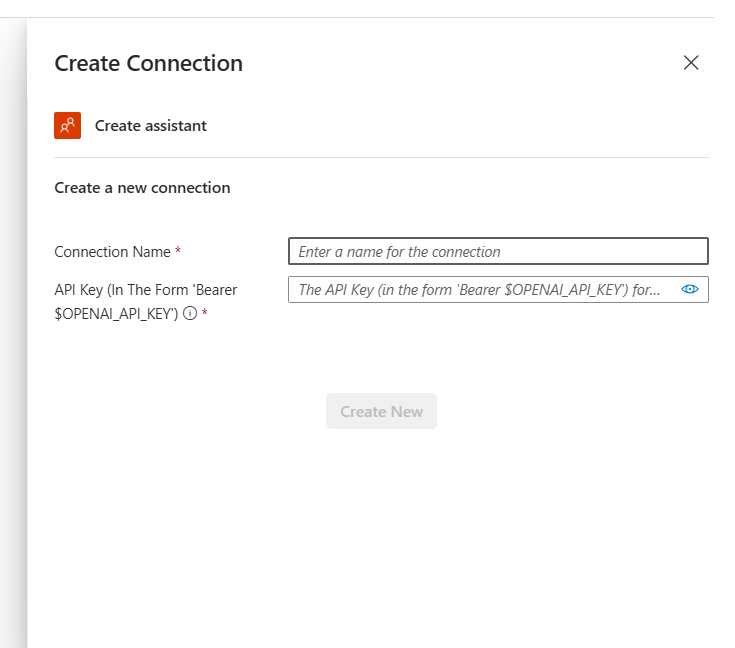 Logic Apps - Enter connection name and API