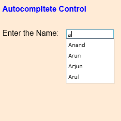 Silverlight- AutoCompleteBox Control Example