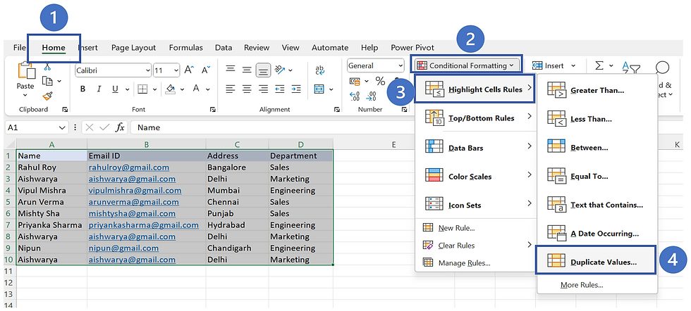 How to Remove Duplicates in Excel highlight duplicate values