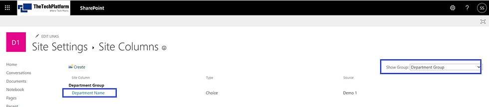 Edit a SharePoint Site Column 1