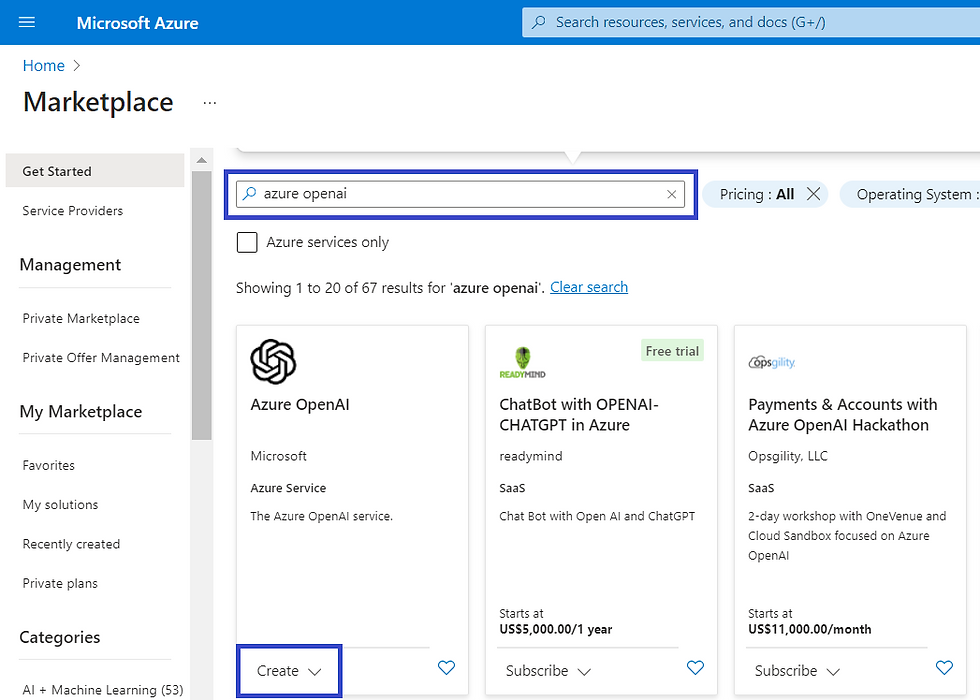 Search for Azure OpenAI