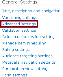 Advanced Settings for Document library in SharePoint 2010 using PowerShell